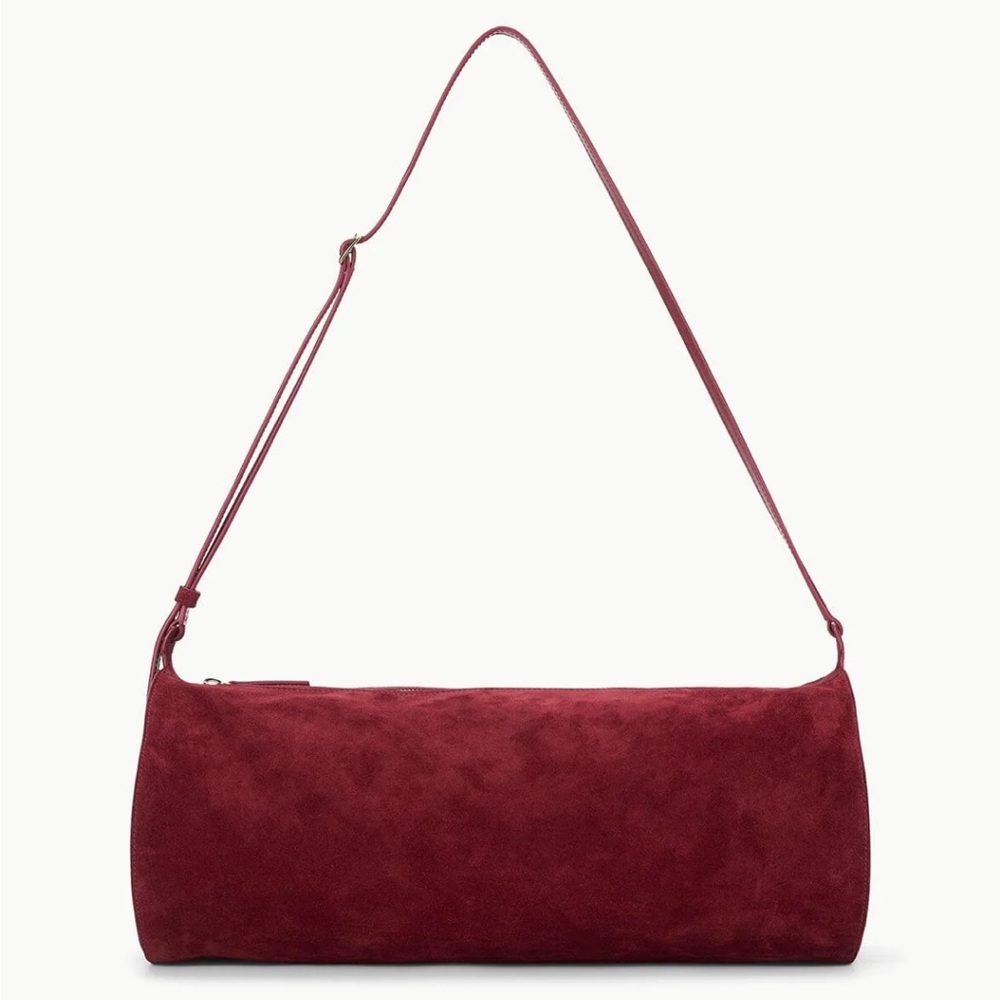 NWT STAUD Taru Pinot Elegant Burgundy Suede Shoulder Bag